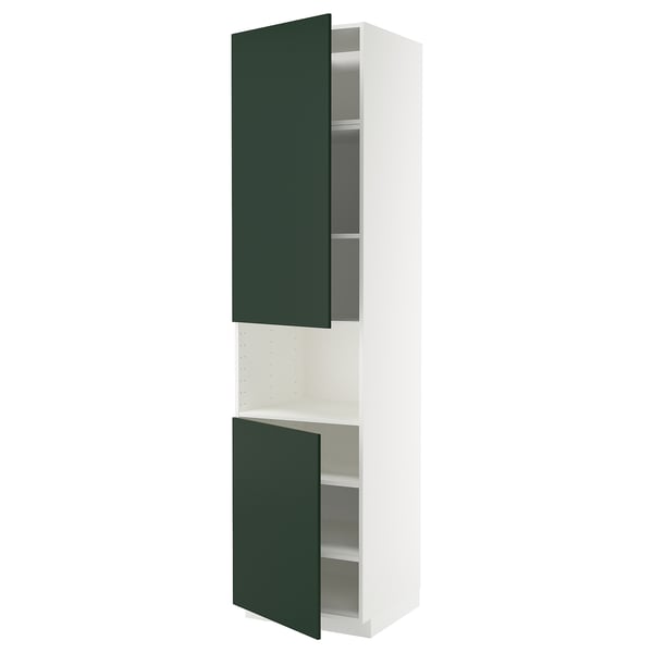 METOD - METOD High cab f micro w 2 doors/shelves, white/Havstorp deep green, 60x60x240 cm