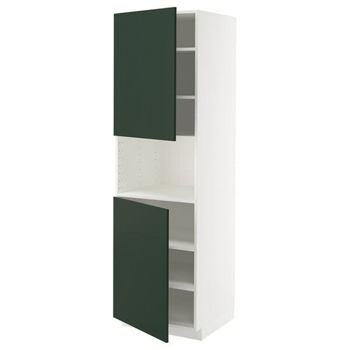 METOD high cab f micro w 2 doors/shelves, white/Havstorp deep green, 60x60x200 cm