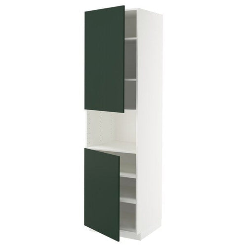 METOD high cab f micro w 2 doors/shelves, white/Havstorp deep green, 60x60x220 cm