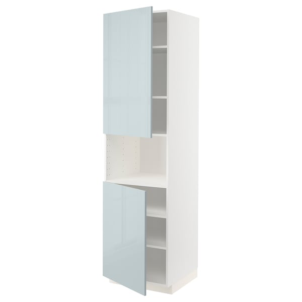 METOD - METOD High cab f micro w 2 doors/shelves, white/Kallarp light grey-blue, 60x60x220 cm