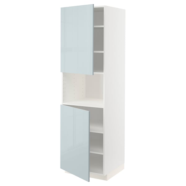 METOD - METOD High cab f micro w 2 doors/shelves, white/Kallarp light grey-blue, 60x60x200 cm