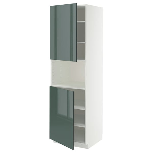 METOD - METOD High cab f micro w 2 doors/shelves, white/Kallarp high-gloss dark grey-green, 60x60x200 cm