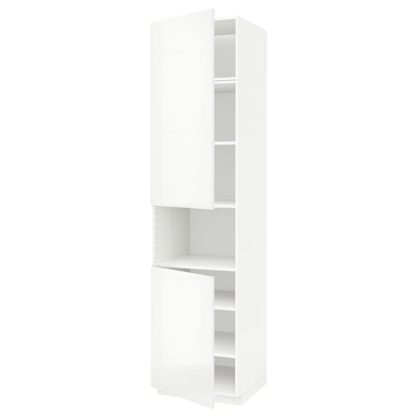 METOD high cab f micro w 2 doors/shelves, white/Ringhult white, 60x60x240 cm