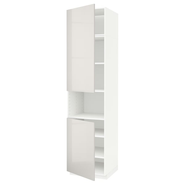 METOD - METOD High cab f micro w 2 doors/shelves, white/Ringhult light grey, 60x60x240 cm