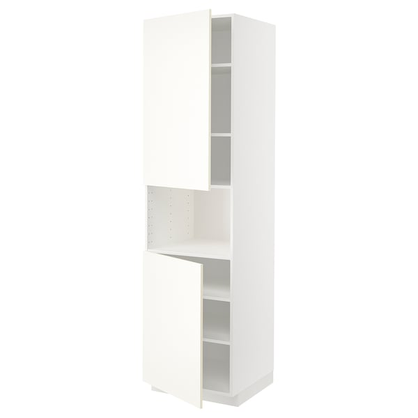 METOD high cab f micro w 2 doors/shelves, white/Vallstena white, 60x60x220 cm