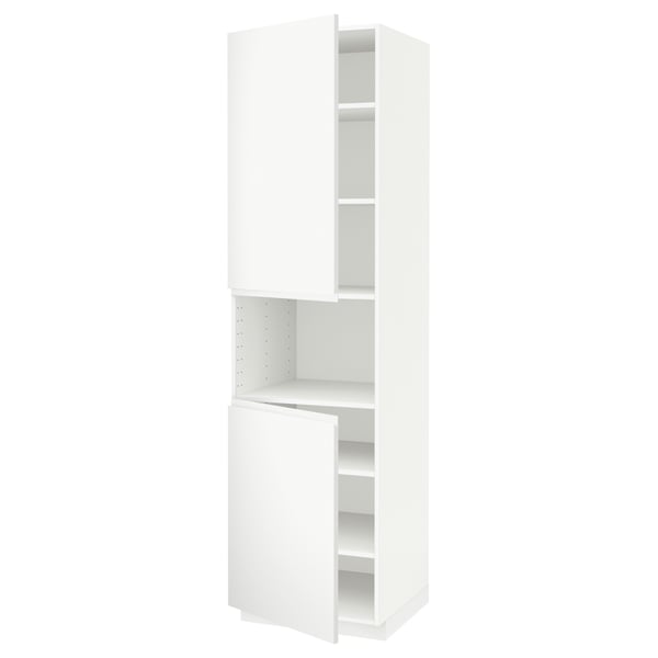 METOD high cab f micro w 2 doors/shelves, white/Voxtorp matt white, 60x60x220 cm