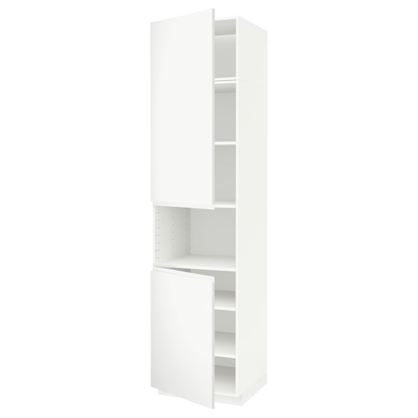 METOD high cab f micro w 2 doors/shelves, white/Voxtorp matt white, 60x60x240 cm