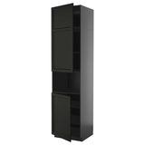 METOD high cab f micro w 2 doors/shelves, black-grey/Lerhyttan black stained, 60x60x240 cm