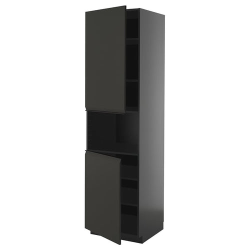 METOD - METOD High cab f micro w 2 doors/shelves, black-grey/Upplöv matt anthracite, 60x60x220 cm