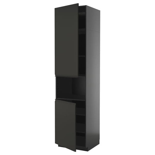 METOD - METOD High cab f micro w 2 doors/shelves, black-grey/Upplöv matt anthracite, 60x60x240 cm
