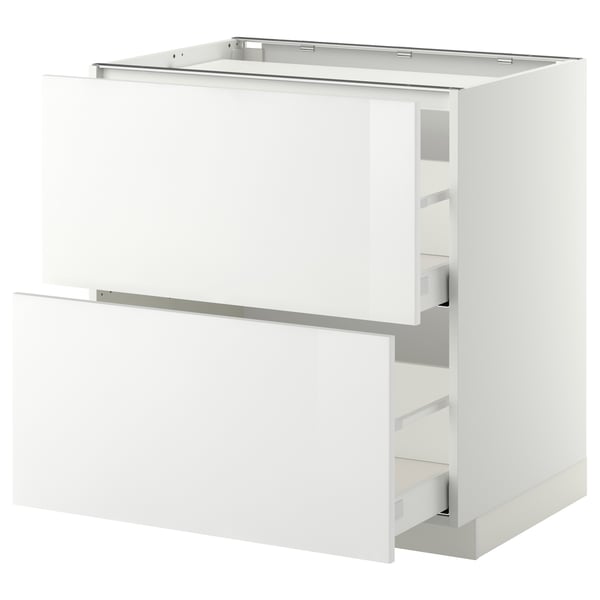 METOD base cab f hob/2 fronts/2 drawers, white/Ringhult white, 80x60 cm