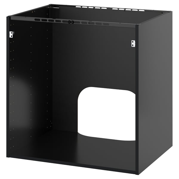 METOD base cb f built-in appliances/sink, black-grey, 80x60x80 cm