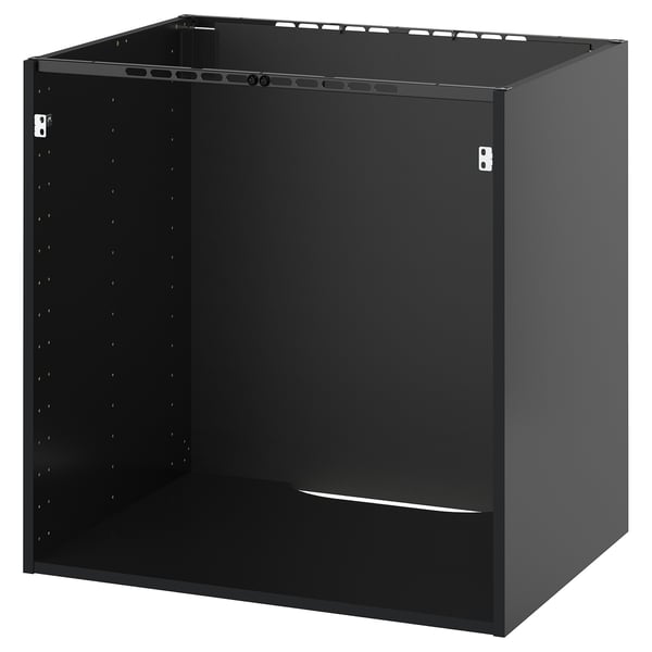 METOD base cb f built-in appliances/sink, black-grey, 80x60x80 cm