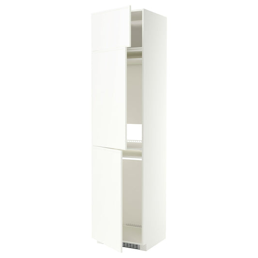 METOD high cab f fridge/freezer w 3 doors, white/Aspudden matt white, 60x60x240 cm