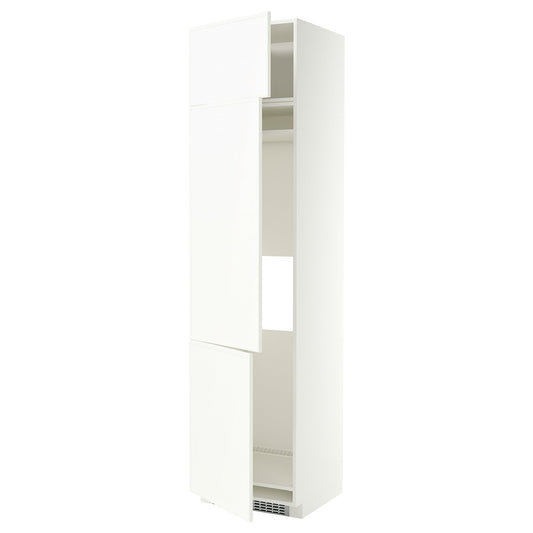 METOD high cab f fridge/freezer w 3 doors, white/Aspudden matt white, 60x60x240 cm