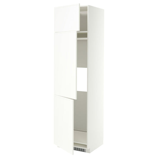 METOD high cab f fridge/freezer w 3 doors, white/Aspudden matt white, 60x60x220 cm