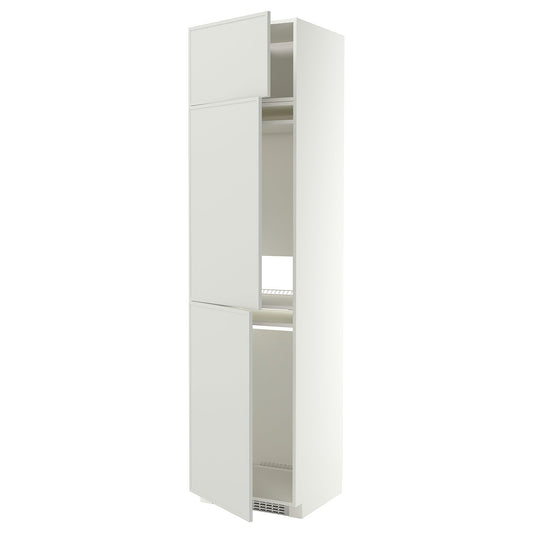 METOD high cab f fridge/freezer w 3 doors, white/Aspudden light grey, 60x60x240 cm