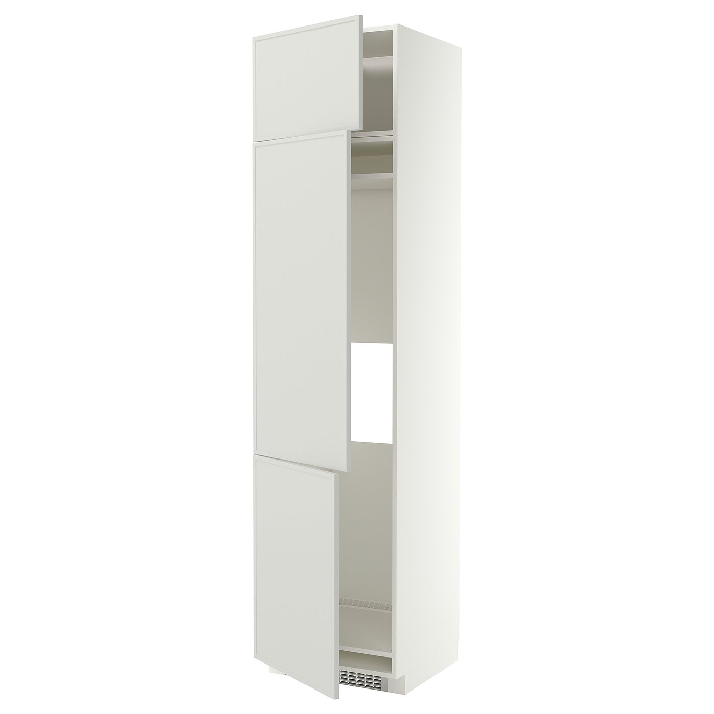 METOD high cab f fridge/freezer w 3 doors, white/Aspudden light grey, 60x60x240 cm