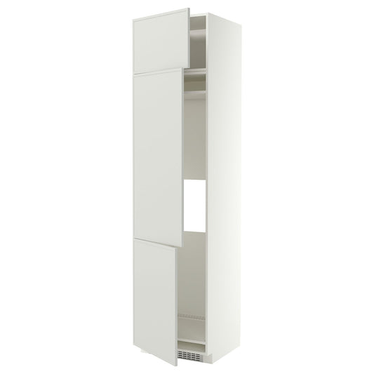 METOD high cab f fridge/freezer w 3 doors, white/Aspudden light grey, 60x60x240 cm