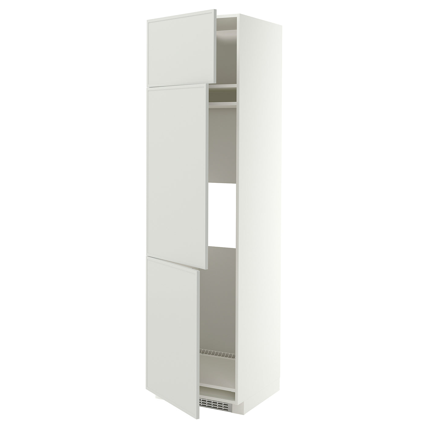 METOD high cab f fridge/freezer w 3 doors, white/Aspudden light grey, 60x60x220 cm
