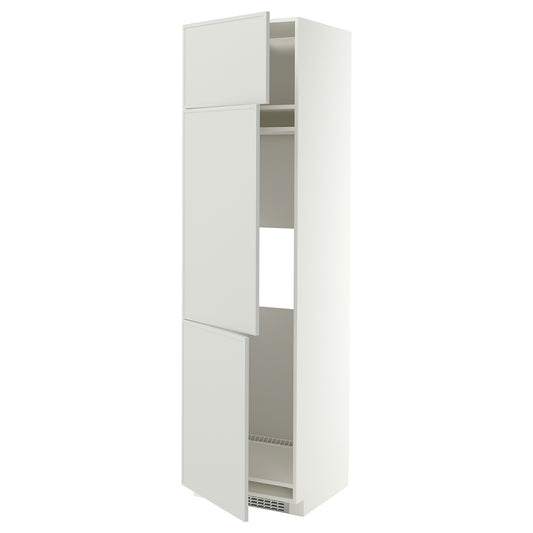 METOD high cab f fridge/freezer w 3 doors, white/Aspudden light grey, 60x60x220 cm