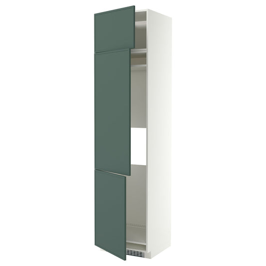METOD high cab f fridge/freezer w 3 doors, white/Aspudden dark grey-green, 60x60x240 cm