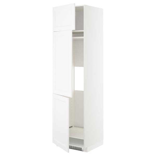 METOD high cab f fridge/freezer w 3 doors, white/Axstad matt white, 60x60x220 cm