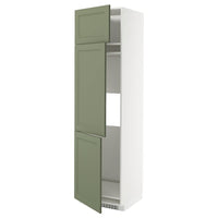METOD high cab f fridge/freezer w 3 doors, white/Axstad grey-green, 60x60x220 cm