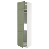 METOD high cab f fridge/freezer w 3 doors, white/Axstad grey-green, 60x60x240 cm