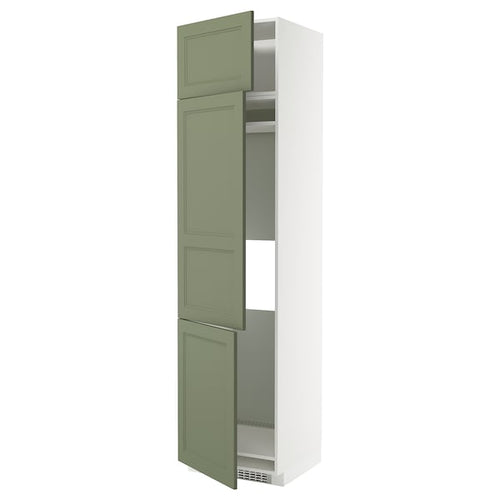 METOD - METOD High cab f fridge/freezer w 3 doors, white/Axstad grey-green, 60x60x240 cm