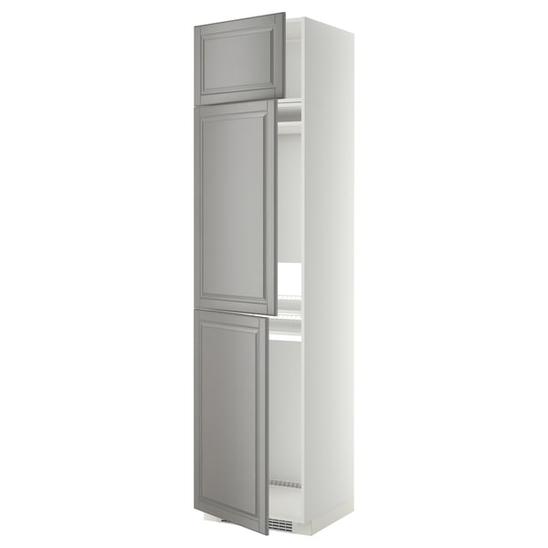 METOD - METOD High cab f fridge/freezer w 3 doors, white/Bodbyn grey, 60x60x240 cm
