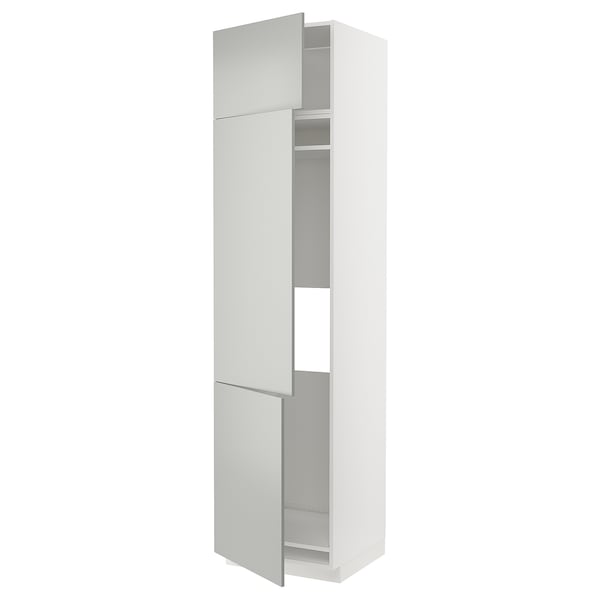 METOD - High cab f fridge/freezer w 3 doors, white/Havstorp light grey, 60x60x240 cm