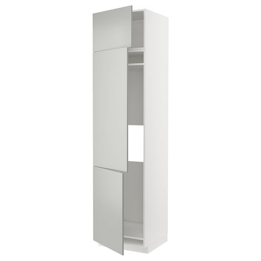 Ikea METOD - High cab f fridge/freezer w 3 doors, white/Havstorp light grey, 60x60x240 cm