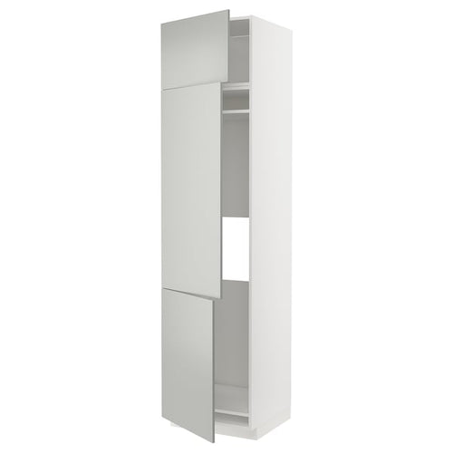 METOD high cab f fridge/freezer w 3 doors, white/Havstorp light grey, 60x60x240 cm
