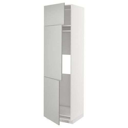 METOD high cab f fridge/freezer w 3 doors, white/Havstorp light grey, 60x60x220 cm