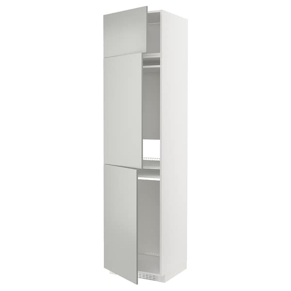 METOD - High cab f fridge/freezer w 3 doors, white/Havstorp light grey, 60x60x240 cm