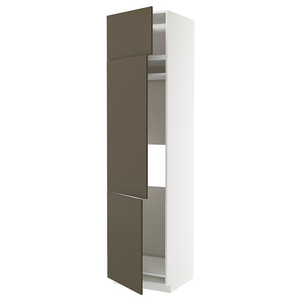 Ikea METOD - High cab f fridge/freezer w 3 doors, white/Havstorp brown-beige, 60x60x240 cm