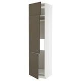 METOD high cab f fridge/freezer w 3 doors, white/Havstorp brown-beige, 60x60x240 cm