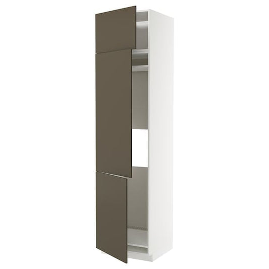 Ikea METOD - High cab f fridge/freezer w 3 doors, white/Havstorp brown-beige, 60x60x240 cm