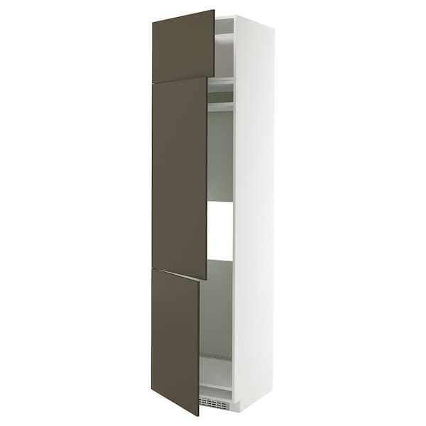 Ikea METOD - High cab f fridge/freezer w 3 doors, white/Havstorp brown-beige, 60x60x240 cm