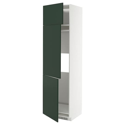 METOD high cab f fridge/freezer w 3 doors, white/Havstorp deep green, 60x60x220 cm