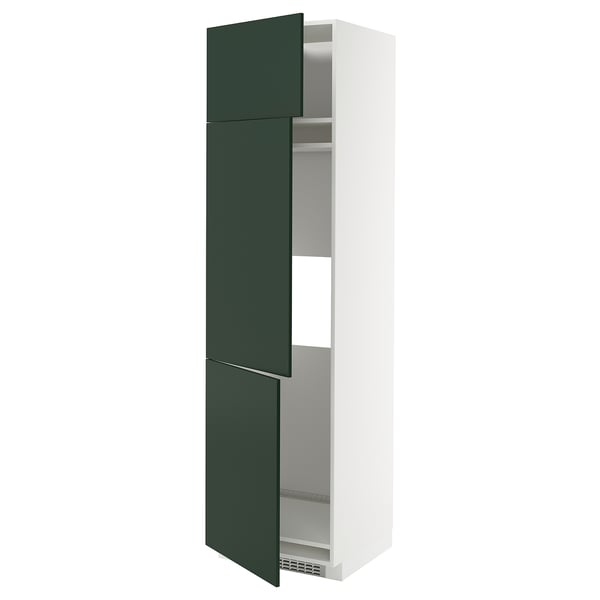 METOD - METOD High cab f fridge/freezer w 3 doors, white/Havstorp deep green, 60x60x220 cm