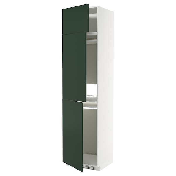 METOD - High cab f fridge/freezer w 3 doors, white/Havstorp deep green, 60x60x240 cm