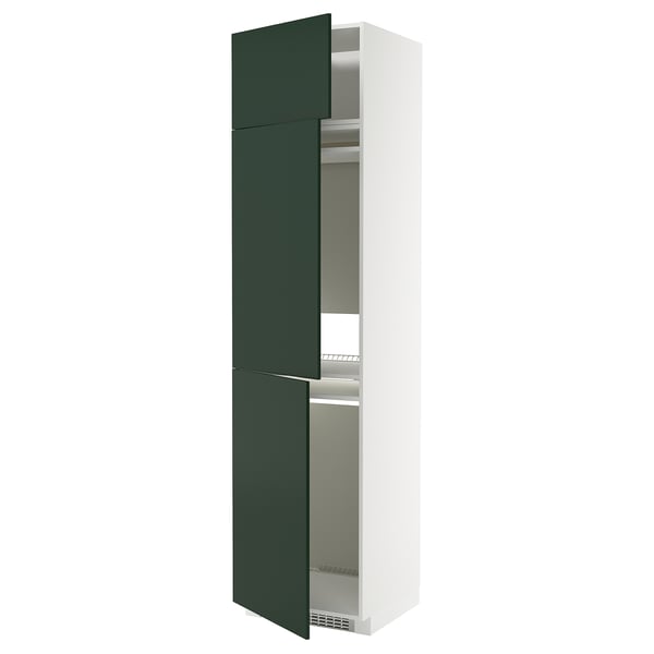 METOD - METOD High cab f fridge/freezer w 3 doors, white/Havstorp deep green, 60x60x240 cm