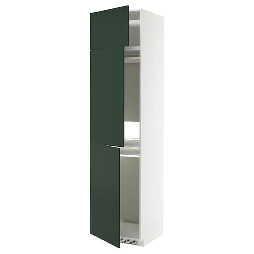 METOD high cab f fridge/freezer w 3 doors, white/Havstorp deep green, 60x60x240 cm