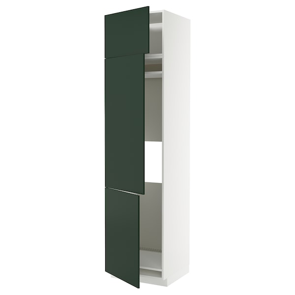 METOD - High cab f fridge/freezer w 3 doors, white/Havstorp deep green, 60x60x240 cm