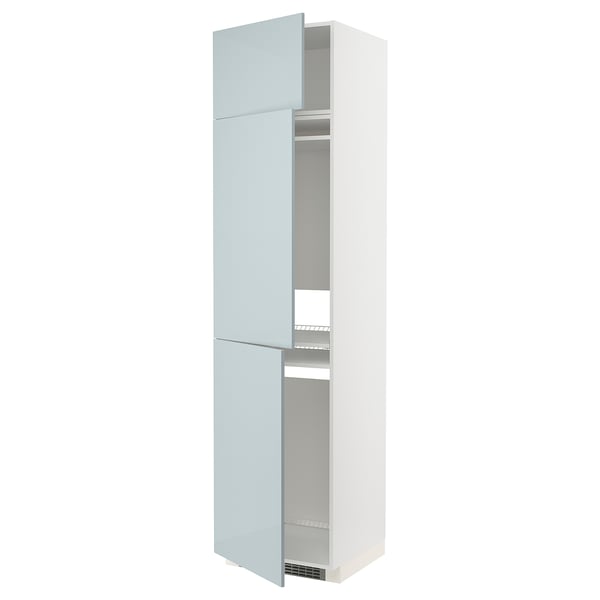 METOD high cab f fridge/freezer w 3 doors, white/Kallarp light grey-blue, 60.0x240.0x60.0 cm