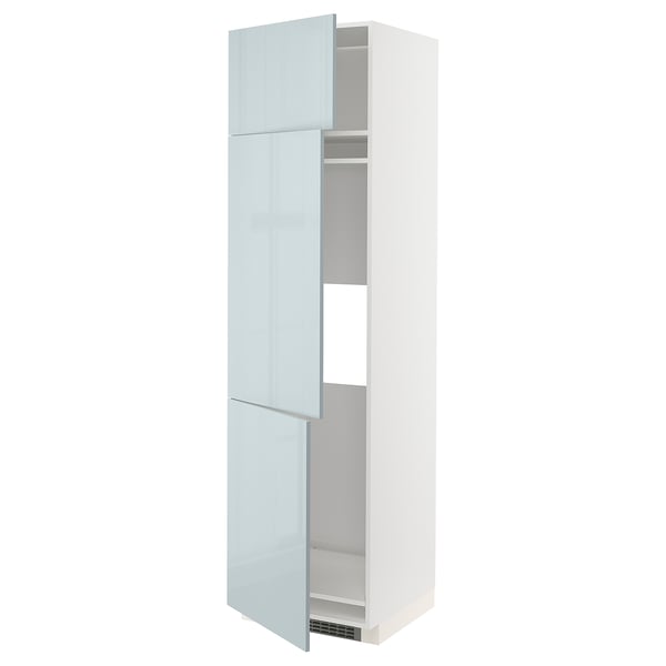 METOD high cab f fridge/freezer w 3 doors, white/Kallarp light grey-blue, 60.0x220.0x60.0 cm