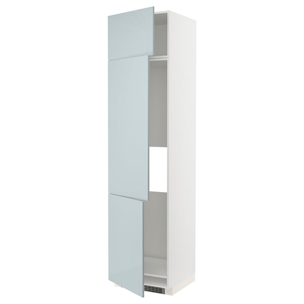 METOD - High cab f fridge/freezer w 3 doors, white/Kallarp light grey-blue , 60x60x240 cm