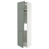 METOD high cab f fridge/freezer w 3 doors, white/Nickebo matt grey-green, 60x60x240 cm